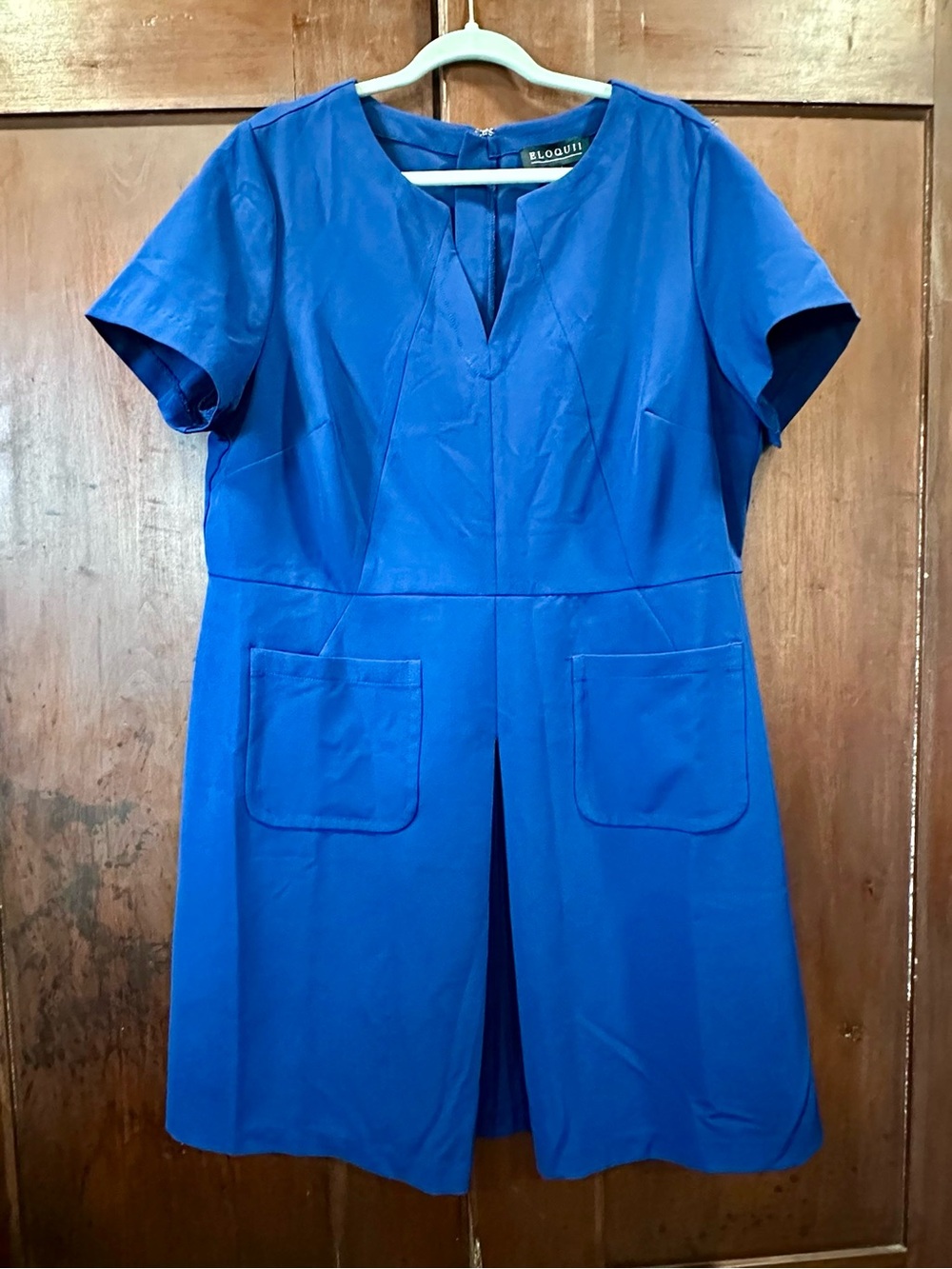 Royal Blue Business Casual Short-Sleeve Dress